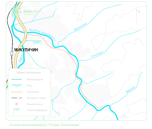 Карта веломаршрута з Микуличів